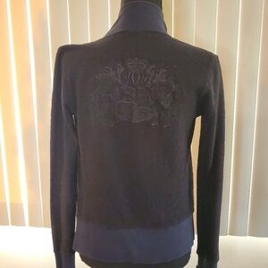 Black Zipper Jacket with Embroidery on the Back